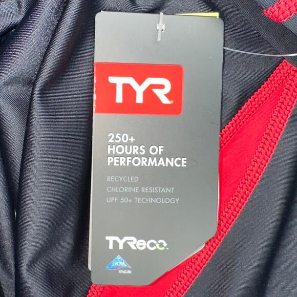 NWT TYR Men’s Alliance Splice Jammer Black Red Swimsuit Size 32 - Picture 3 of 13